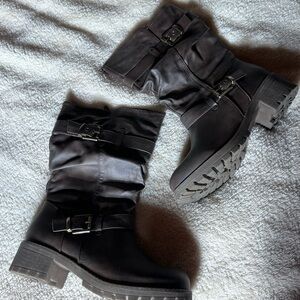 Women's Brown Buckle Boots